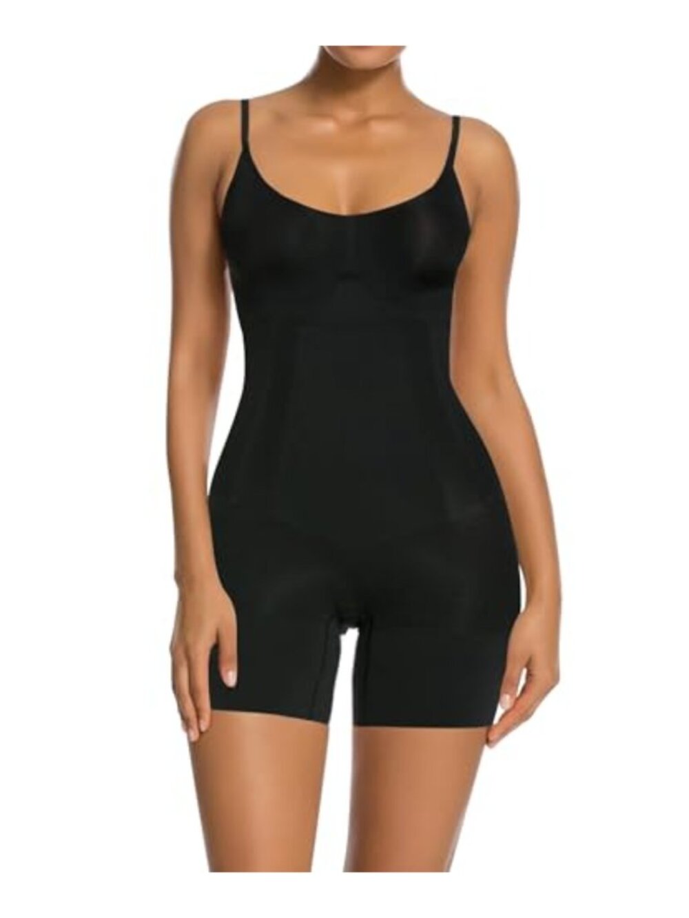 Tummy Control Shapewear Bodysuit Open Bust Mid Thigh Body Shaper